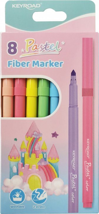 Papírszerek Flamastry pastelowe fiber marker Keyroad 8 kolorów 