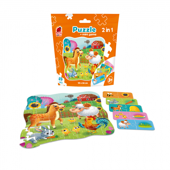 Spel/speelgoed Puzzle 49 saszetka Farma + mini gra RK1140-05 