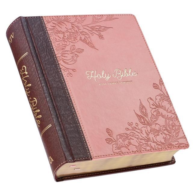 Book KJV Holy Bible, Note-Taking Bible, Faux Leather Hardcover - King James Version, Brown/Pink 