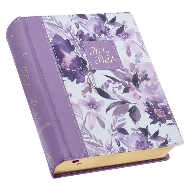 Książka KJV Holy Bible, Note-Taking Bible, Faux Leather Hardcover - King James Version, Purple Floral Printed 