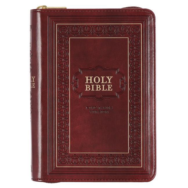 Knjiga KJV Large Print Compact Bible Burgundy with Zipper Faux Leather 