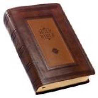 Książka KJV Holy Bible, Giant Print Standard Size Faux Leather Red Letter Edition - Thumb Index & Ribbon Marker, King James Version, Saddle Tan/Butterscotch 