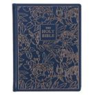 Carte KJV Holy Bible, Large Print Note-Taking Bible, Faux Leather Hardcover - King James Version, Navy W/Gold Floral 