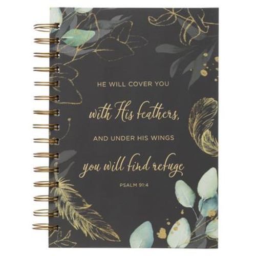 Book Large Wire Journal He Will Cover You Psalm 91:4 Christian Art Gifts