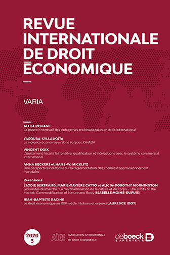 Carte Revue internationale de droit économique 2020/3 - Varia collegium