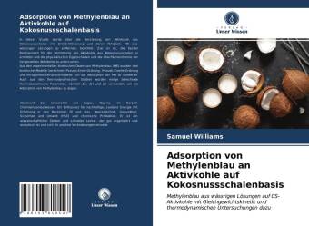 Knjiga Adsorption von Methylenblau an Aktivkohle auf Kokosnussschalenbasis 