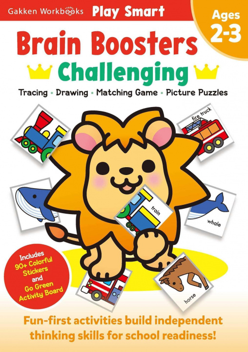 Book Play Smart Brain Boosters: Challenging - Age 2-3: Pre-K Activity Workbook: Boost Independent Thinking Skills: Tracing, Coloring, Shapes, Cutting, Draw 