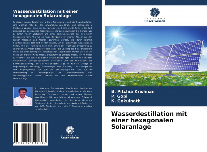 Knjiga Wasserdestillation mit einer hexagonalen Solaranlage B. PITCHIA KRISHNAN