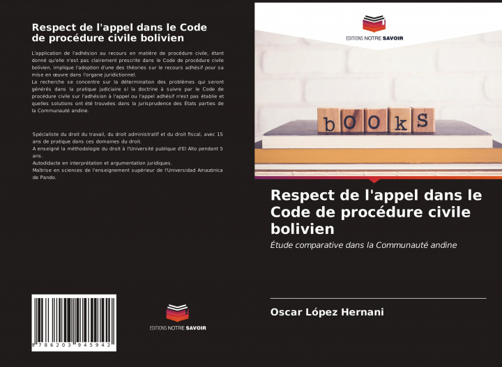 Libro Respect de l'appel dans le Code de procédure civile bolivien Oscar López Hernani