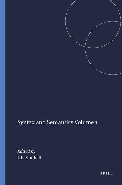 Knjiga Syntax and Semantics Volume 1 