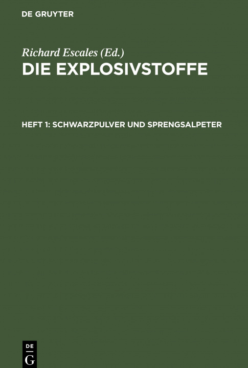 Könyv Schwarzpulver Und Sprengsalpeter 