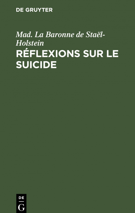 Kniha Reflexions Sur Le Suicide 