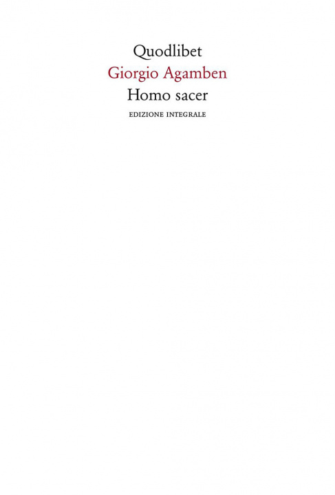 Carte Homo sacer Giorgio Agamben