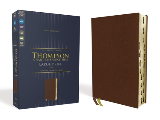 Книга Niv, Thompson Chain-Reference Bible, Large Print, Genuine Leather, Cowhide, Brown, Red Letter, Art Gilded Edges, Thumb Indexed, Comfort Print 