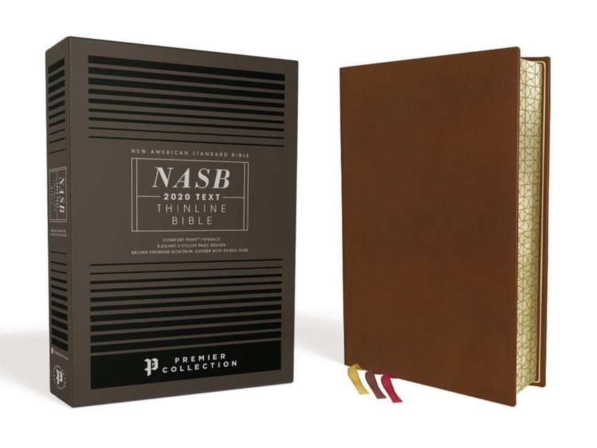 Carte NASB, Thinline Bible, Premium Goatskin Leather, Brown, Premier Collection, Black Letter, Gauffered Edges, 2020 Text, Comfort Print 