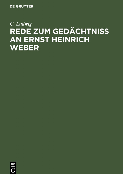 Kniha Rede Zum Gedachtniss an Ernst Heinrich Weber 