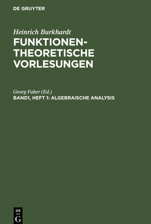 Knjiga Algebraische Analysis Georg Faber