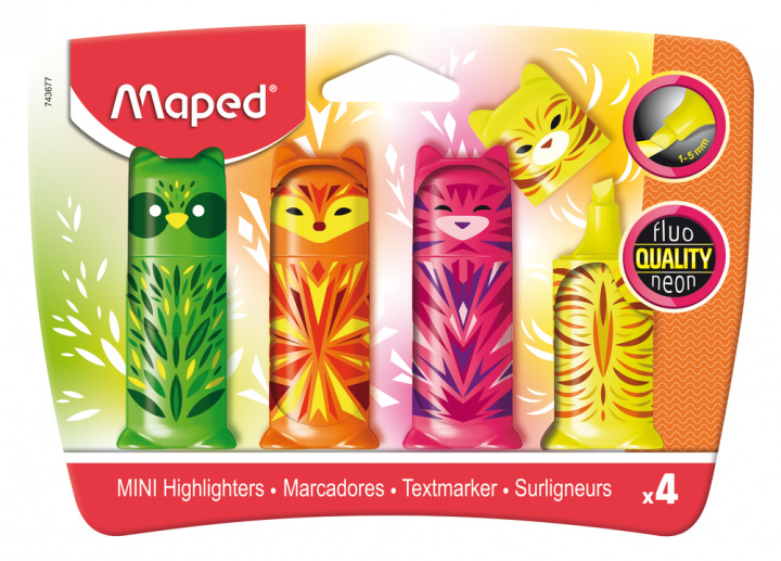 Könyv Zakreślacz fluo peps pocket mini friends mix Maped 4 kolory blister 743677 