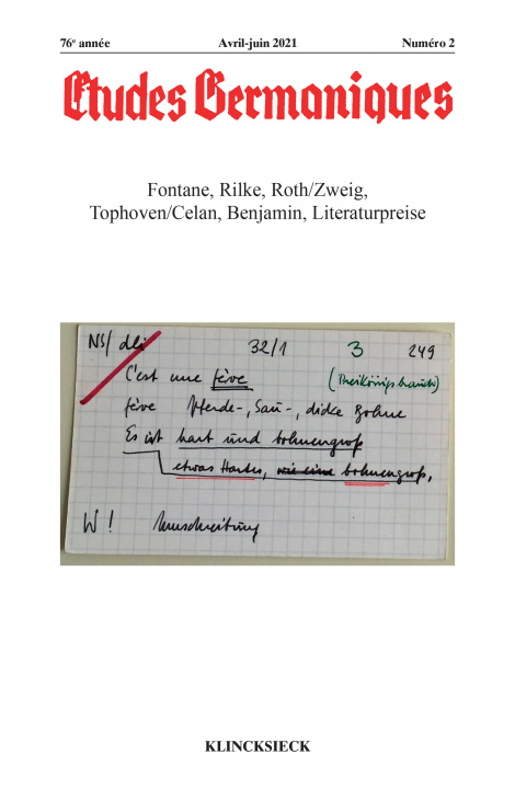 Βιβλίο Études germaniques - N°2/2021 Bernard Banoun