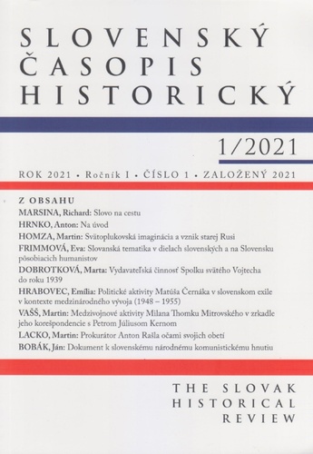 Könyv Slovenský časopis historický 1/2021 autorov Kolektív
