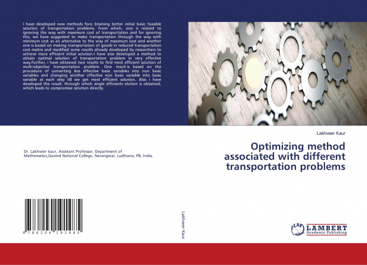 Knjiga Optimizing method associated with different transportation problems Lakhveer Kaur