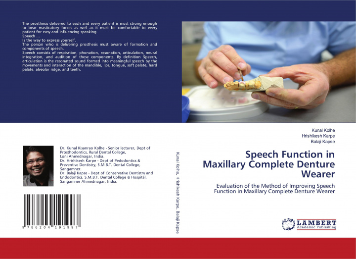 Knjiga Speech Function in Maxillary Complete Denture Wearer Hrishikesh Karpe