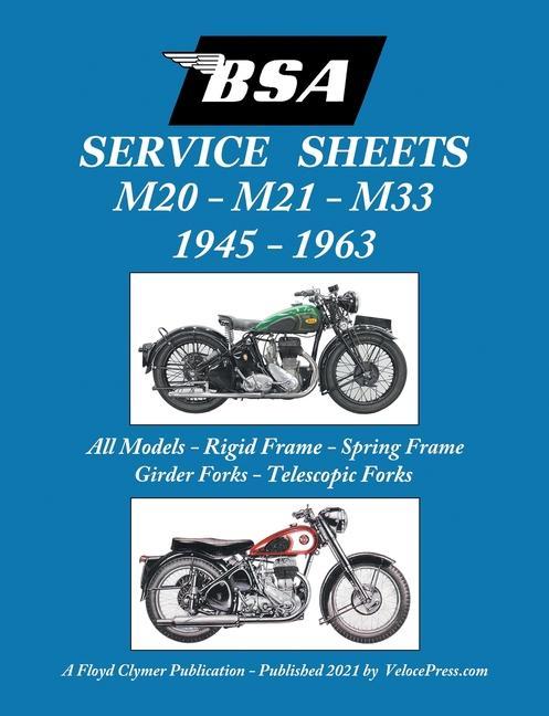 Könyv BSA M20, M21 and M33 'Service Sheets' 1945-1963 for All Rigid, Spring Frame, Girder and Telescopic Fork Models Clymer Floyd Clymer