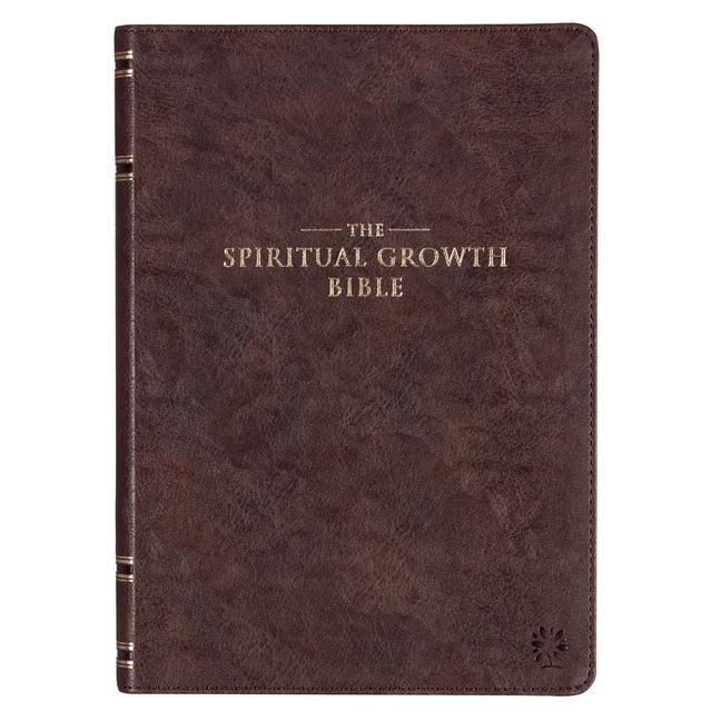 Kniha The Spiritual Growth Bible, Study Bible, NLT - New Living Translation Holy Bible, Faux Leather, Walnut Brown 
