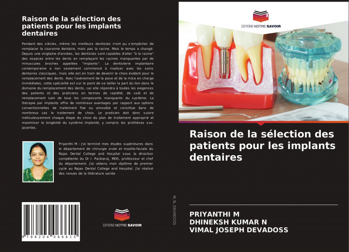 Knjiga Raison de la selection des patients pour les implants dentaires Dhineksh Kumar N