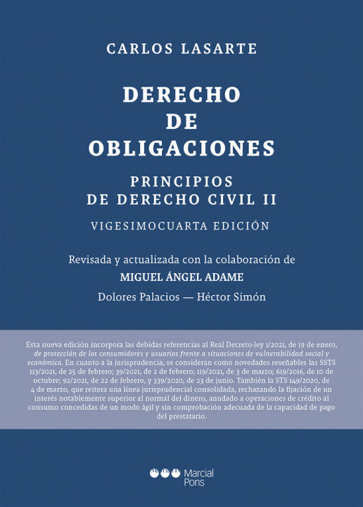 Книга PRINCIPIOS DE DERECHO CIVIL. TOMO II (24ª ED.) DERECHO DE OBLIGACIONES LASARTE