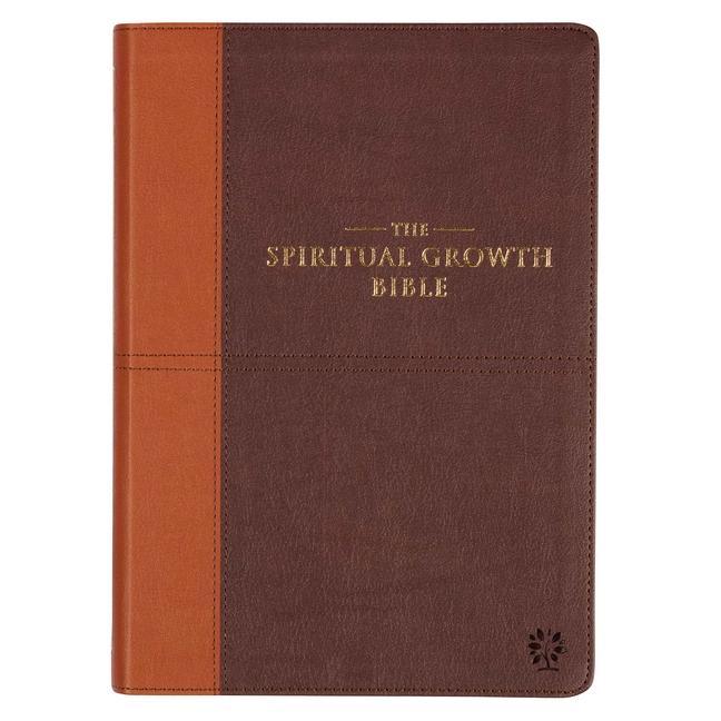 Livre The Spiritual Growth Bible, Study Bible, NLT - New Living Translation Holy Bible, Faux Leather, Chocolate Brown/Ginger 