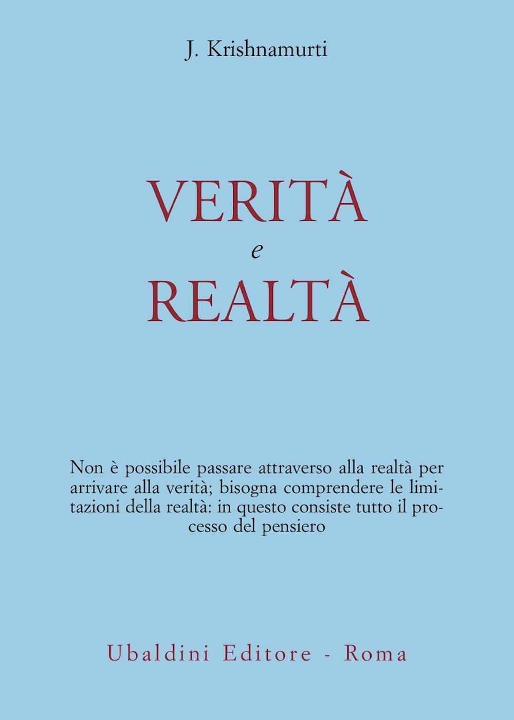 Buch Verità e realtà Jiddu Krishnamurti