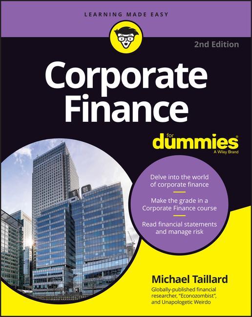 Carte Corporate Finance For Dummies 2nd Edition Michael Taillard