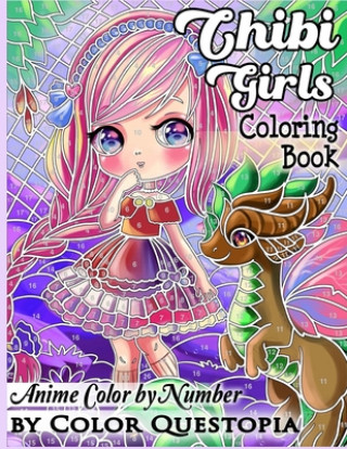 Könyv Chibi Girls Coloring Book Anime Color by Number Color Questopia