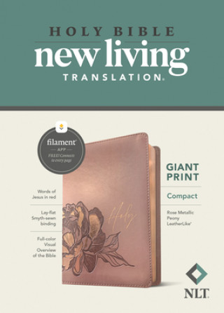 Carte NLT Compact Giant Print Bible, Filament Enabled Edition (Red Letter, Leatherlike, Rose Metallic Peony) 