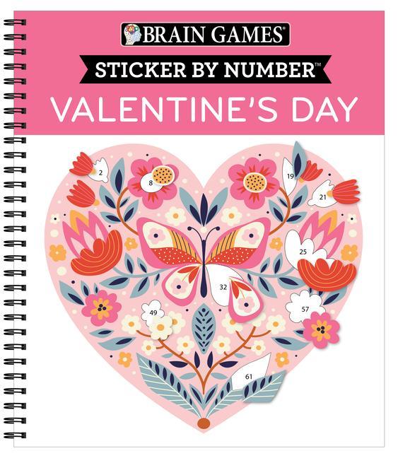 Book Brain Games - Sticker by Number: Valentine's Day Brain Games