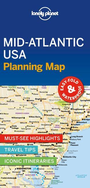 Nyomtatványok Lonely Planet Mid-Atlantic USA Planning Map 1 