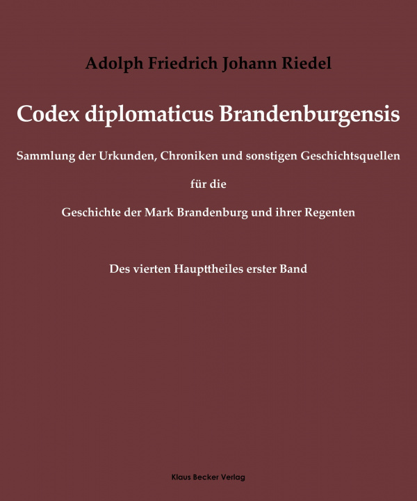 Book Codex diplomaticus Brandenburgensis 