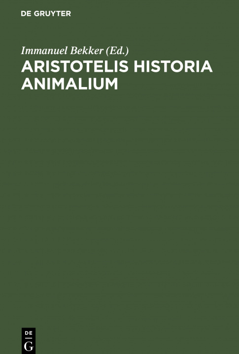 Könyv Aristotelis Historia Animalium 