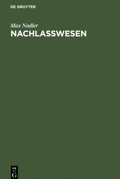 Knjiga Nachlasswesen Max Nadler