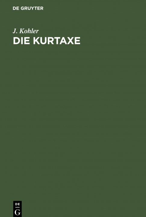 Könyv Kurtaxe J. Kohler