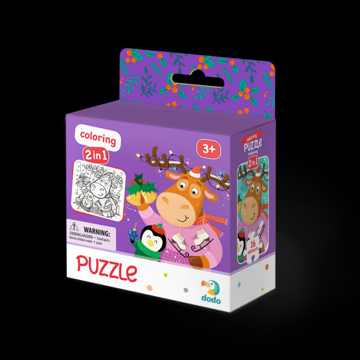 Játék Puzzle 16 z kolorowanką Renifer i pingwin DOP300353 