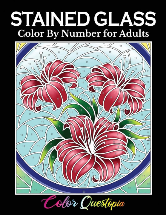 Книга Stained Glass Color by Number For Adults 