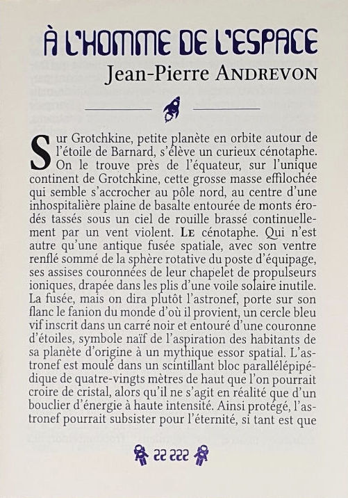 Knjiga À l'homme de l'espace Andrevon