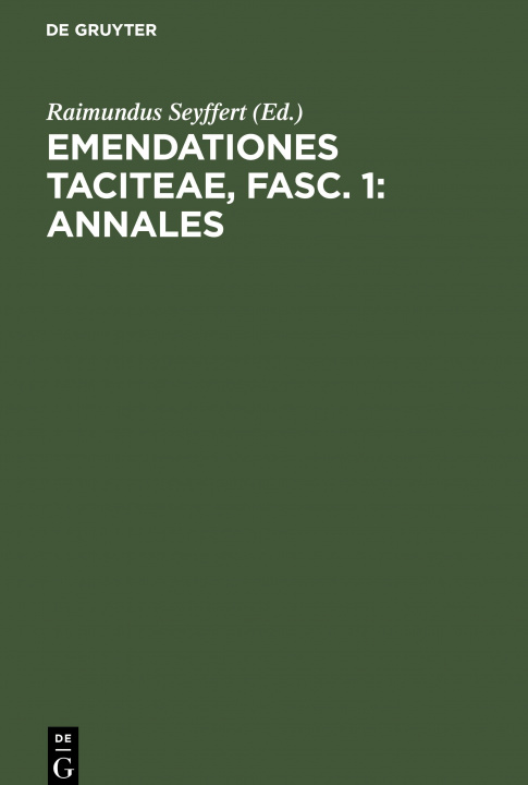 Книга Emendationes Taciteae, Fasc. 1 