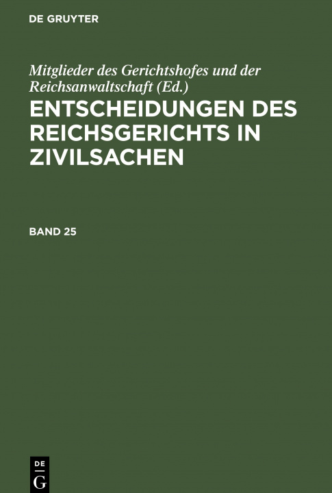 Książka Entscheidungen des Reichsgerichts in Zivilsachen 