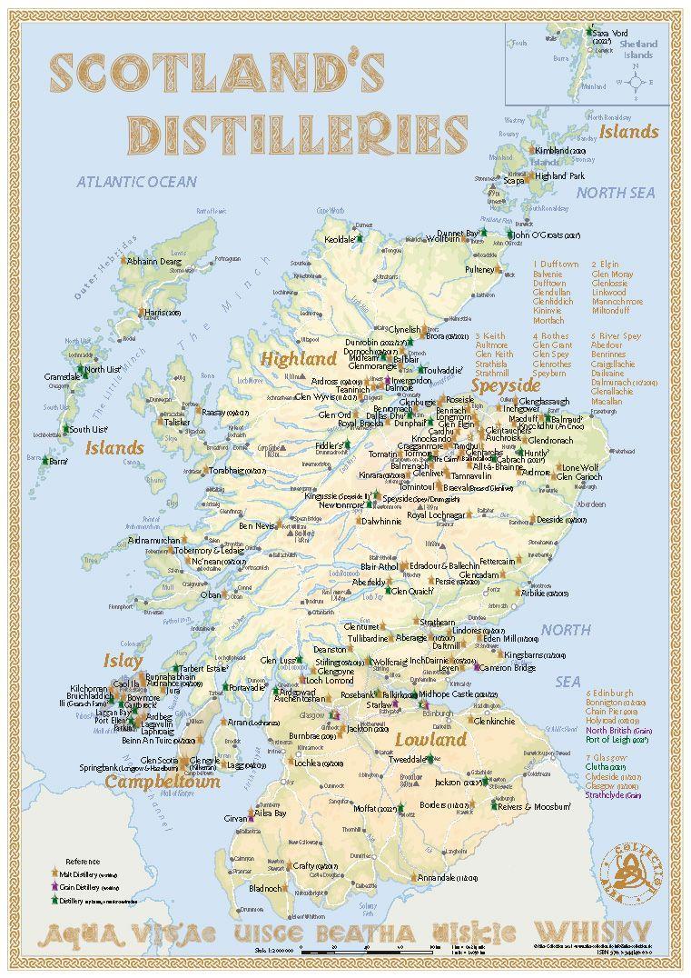 Printed items Whisky Distilleries Scotland - Tasting Map 1:2.000.000 