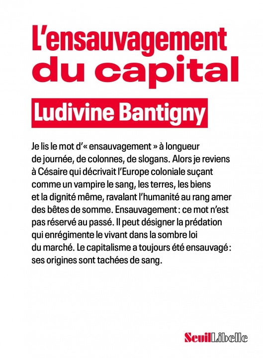 Kniha L'Ensauvagement du capital Ludivine Bantigny