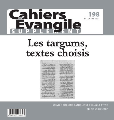 Carte Cahiers Evangile - Supplément - N° 198 Les targums, textes choisis collegium