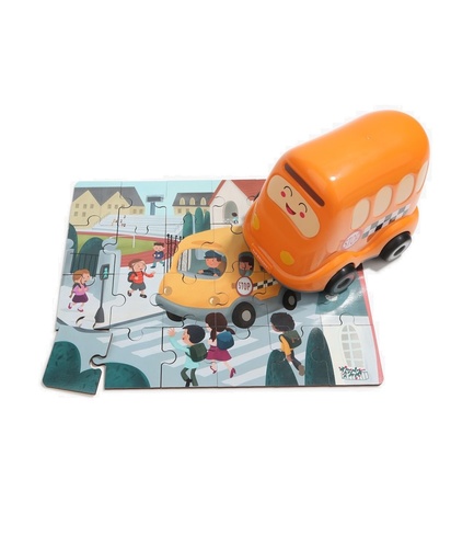 Játék Dřevěné puzzle školní autobus 